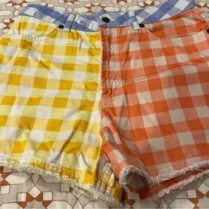 Farm Rio color blocked 5 pocket chambray shorts